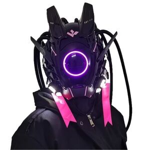 Cyberpunk Robot Anime Cosplay Mask LED Art Halloween Fantasy Collectible Costume